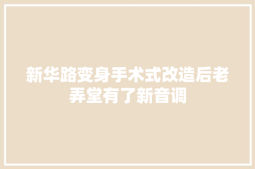 新华路变身手术式改造后老弄堂有了新音调