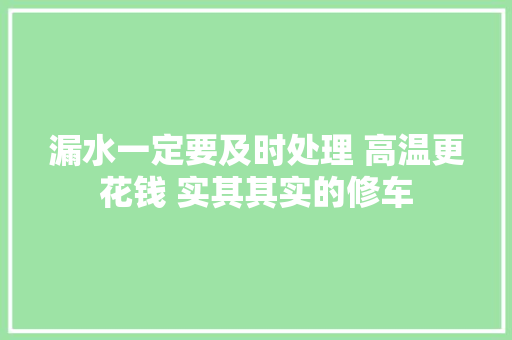 漏水一定要及时处理 高温更花钱 实其其实的修车