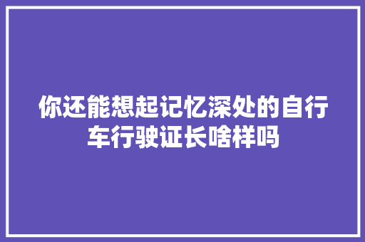 你还能想起记忆深处的自行车行驶证长啥样吗