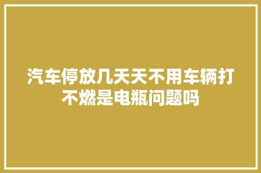 汽车停放几天天不用车辆打不燃是电瓶问题吗