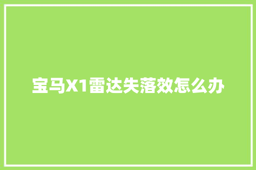 宝马X1雷达失落效怎么办