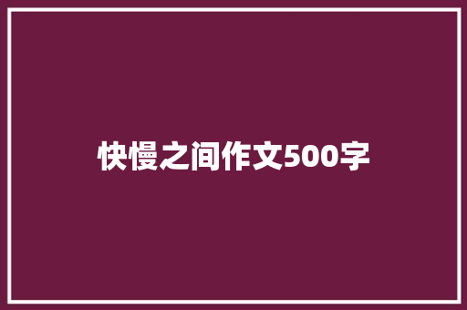 快慢之间作文500字