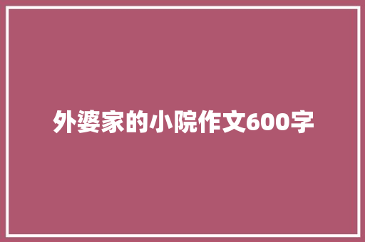 外婆家的小院作文600字