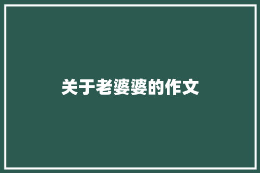 关于老婆婆的作文