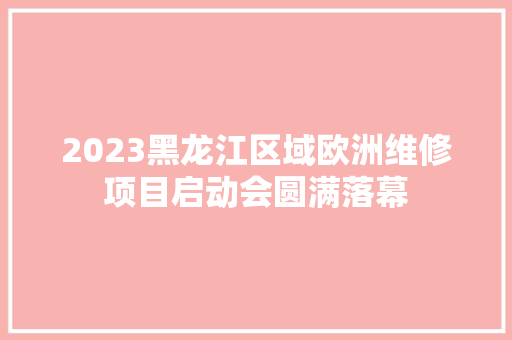 2023黑龙江区域欧洲维修项目启动会圆满落幕
