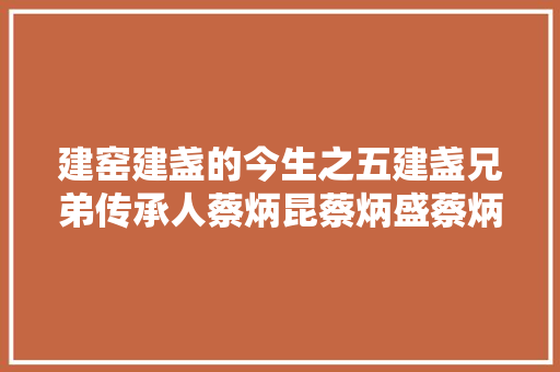 建窑建盏的今生之五建盏兄弟传承人蔡炳昆蔡炳盛蔡炳龙
