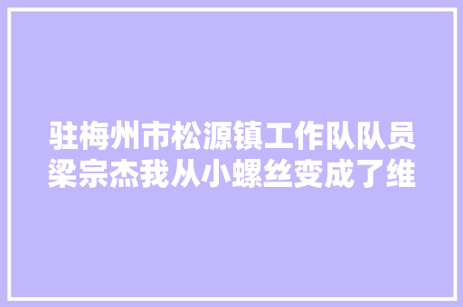 驻梅州市松源镇工作队队员梁宗杰我从小螺丝变成了维修机械的一把好手