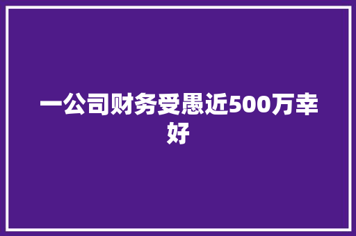 一公司财务受愚近500万幸好