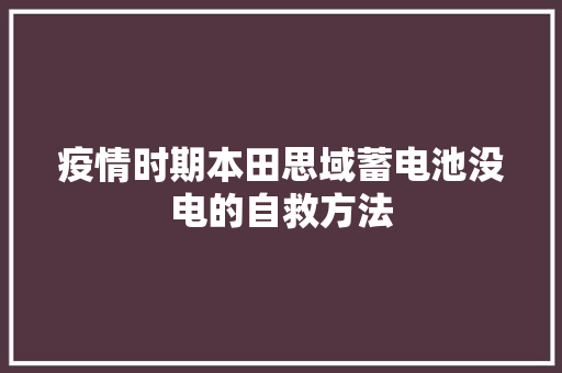 疫情时期本田思域蓄电池没电的自救方法