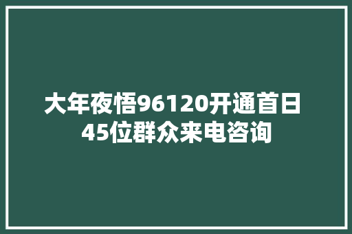 大年夜悟96120开通首日 45位群众来电咨询  第1张