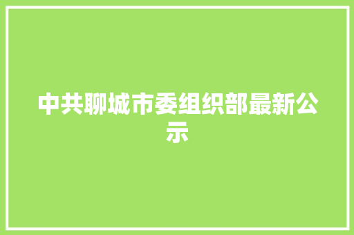 中共聊城市委组织部最新公示