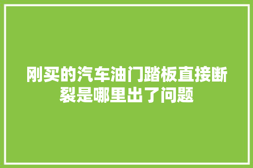 刚买的汽车油门踏板直接断裂是哪里出了问题