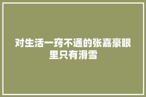 对生活一窍不通的张嘉豪眼里只有滑雪