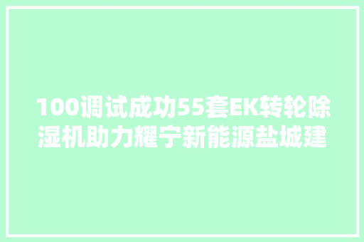 100调试成功55套EK转轮除湿机助力耀宁新能源盐城建湖基地
