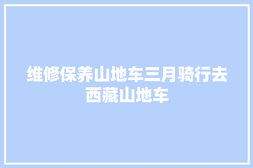 维修保养山地车三月骑行去西藏山地车