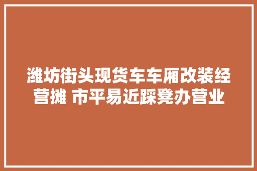 潍坊街头现货车车厢改装经营摊 市平易近踩凳办营业