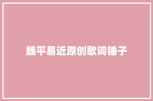 魏平易近原创歌词锤子