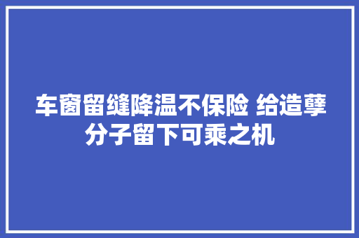 车窗留缝降温不保险 给造孽分子留下可乘之机