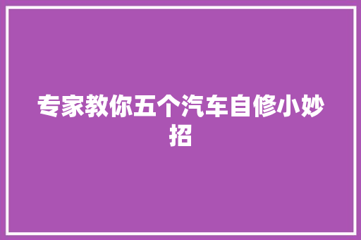 专家教你五个汽车自修小妙招