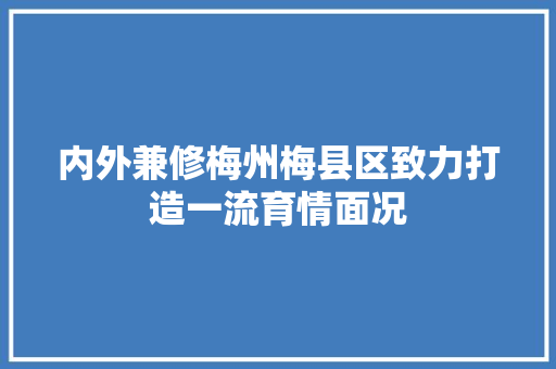 内外兼修梅州梅县区致力打造一流育情面况