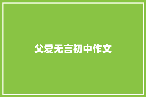 父爱无言初中作文