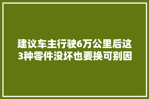 建议车主行驶6万公里后这3种零件没坏也要换可别因小失落大年夜
