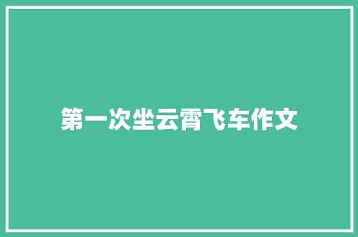 第一次坐云霄飞车作文