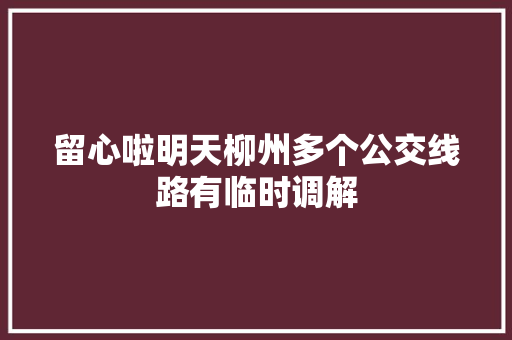 留心啦明天柳州多个公交线路有临时调解