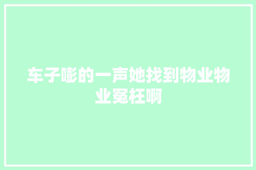 车子嘭的一声她找到物业物业冤枉啊