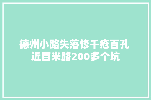 德州小路失落修千疮百孔 近百米路200多个坑 汽车知识