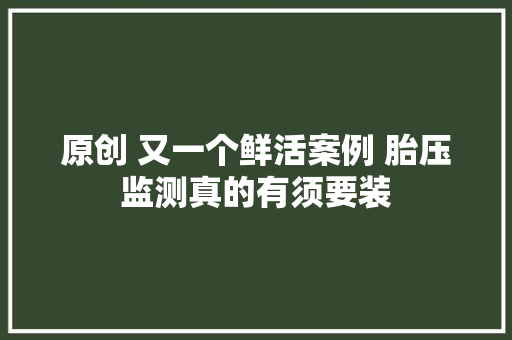 原创 又一个鲜活案例 胎压监测真的有须要装