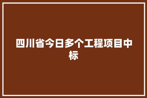 四川省今日多个工程项目中标