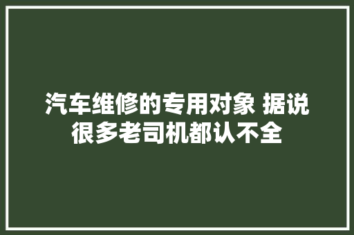 汽车维修的专用对象 据说很多老司机都认不全