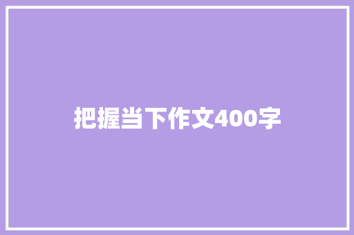 把握当下作文400字