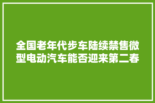 全国老年代步车陆续禁售微型电动汽车能否迎来第二春