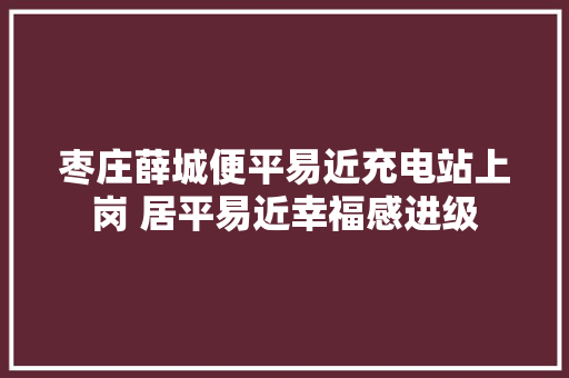 枣庄薛城便平易近充电站上岗 居平易近幸福感进级