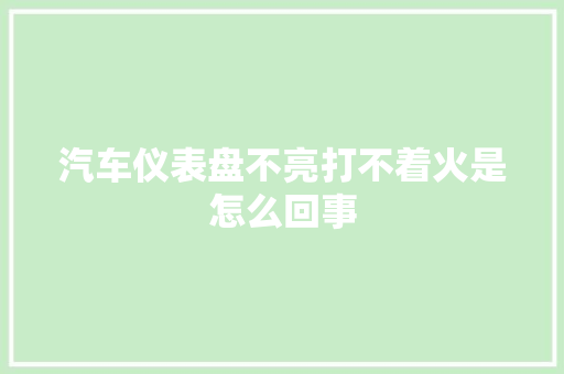 汽车仪表盘不亮打不着火是怎么回事