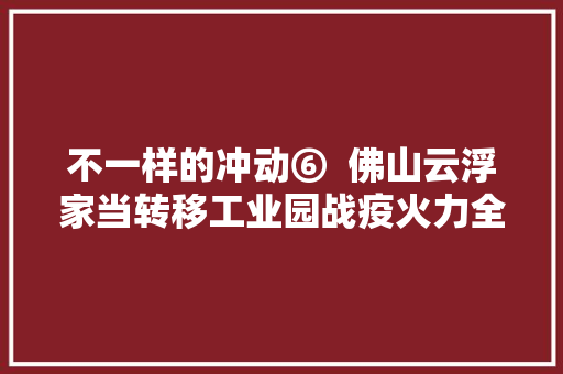 不一样的冲动⑥  佛山云浮家当转移工业园战疫火力全开 复产与爱同业
