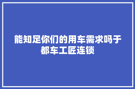 能知足你们的用车需求吗于都车工匠连锁