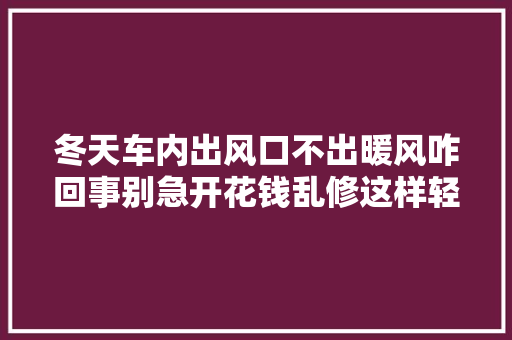 冬天车内出风口不出暖风咋回事别急开花钱乱修这样轻松搞定