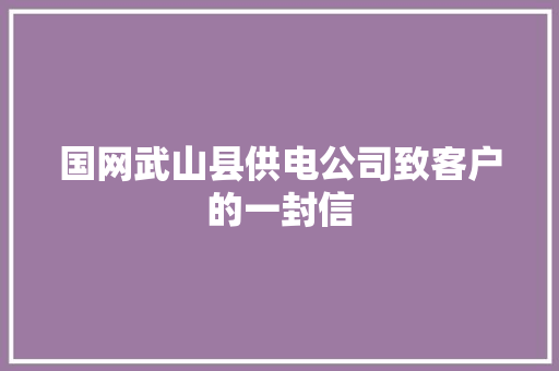 国网武山县供电公司致客户的一封信