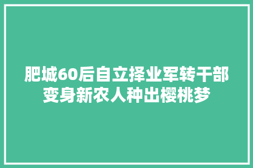 肥城60后自立择业军转干部变身新农人种出樱桃梦 汽车知识