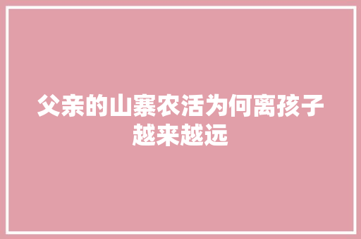 父亲的山寨农活为何离孩子越来越远