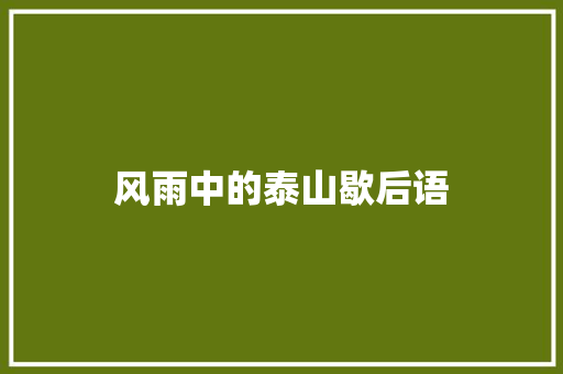 风雨中的泰山歇后语