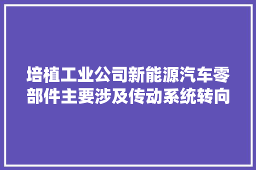 培植工业公司新能源汽车零部件主要涉及传动系统转向系统制动系统等零部件