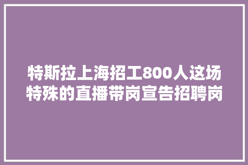 特斯拉上海招工800人这场特殊的直播带岗宣告招聘岗位1600多个