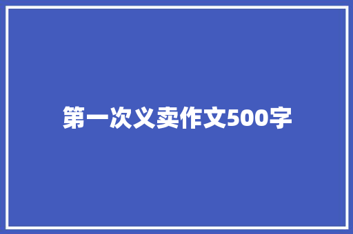 第一次义卖作文500字