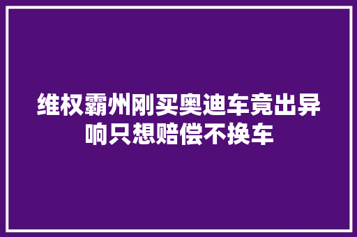 维权霸州刚买奥迪车竟出异响只想赔偿不换车