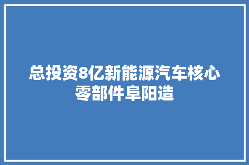 总投资8亿新能源汽车核心零部件阜阳造