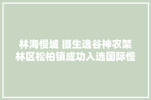 林海慢城 摄生逸谷神农架林区松柏镇成功入选国际慢城
